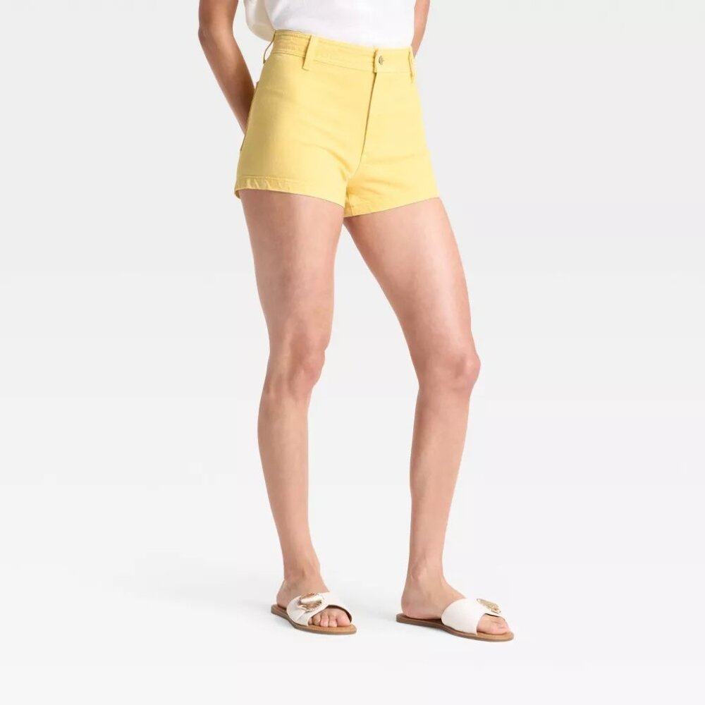 NEW Universal Thread High-Rise Sailor Denim Shorts - Yellow - Size 16